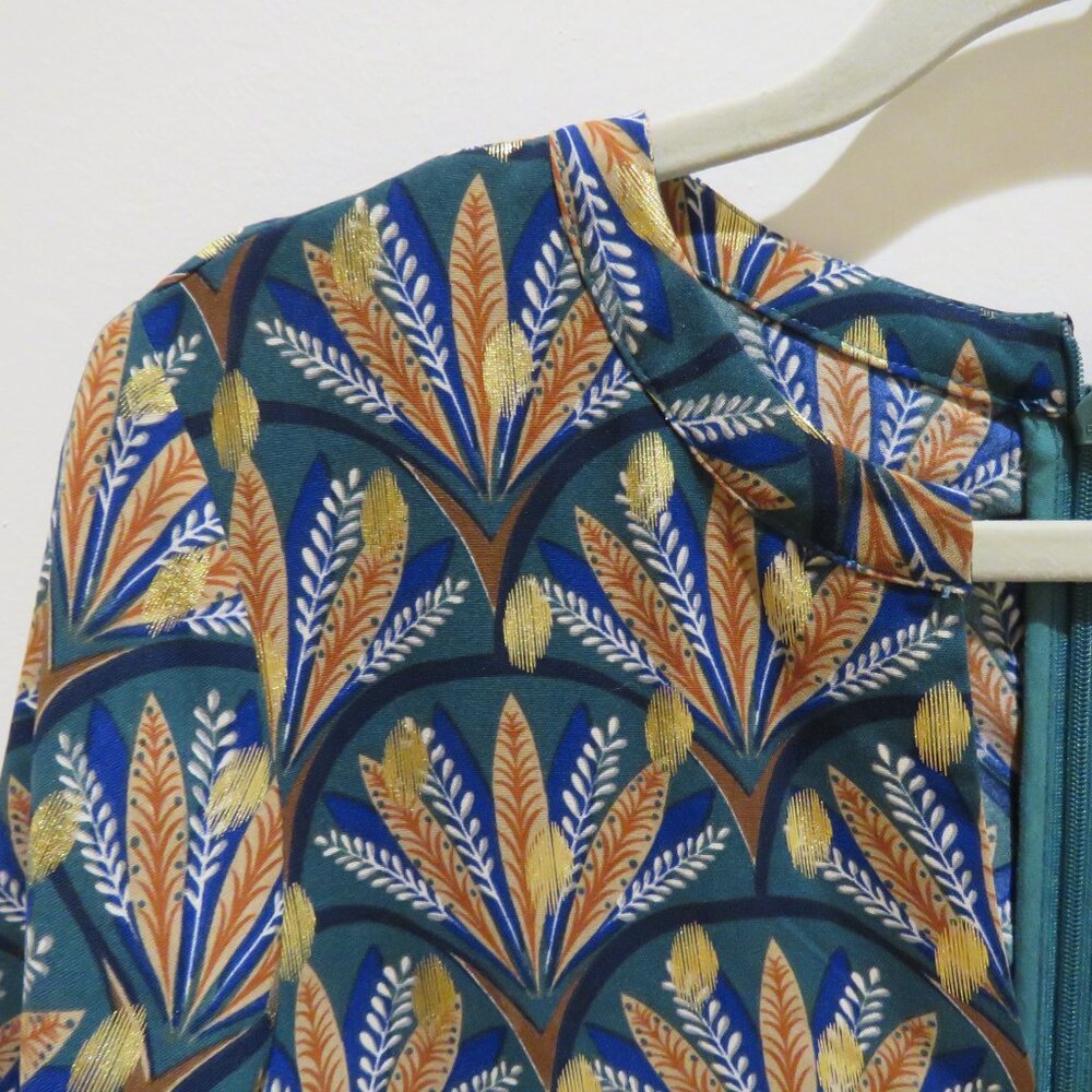 ANTHROPOLOGIE TRAFFIC PEOPLE Metallic Leaf Print Wide Leg Jumpsuit Boho - Size M - Picture 6 of 16